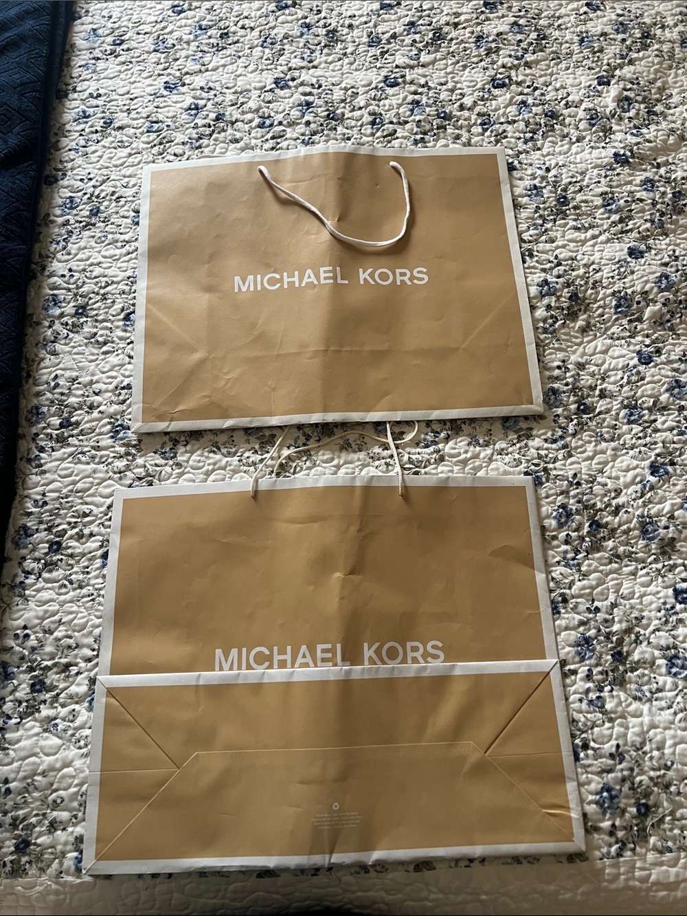 Michael Kors Gold Paper Shopping Bags with White Logo